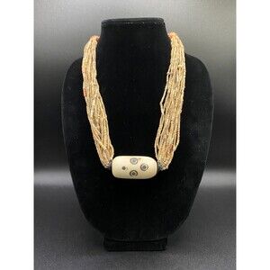 Necklace Handcrafted Stamped Bead With Terracotta Glass